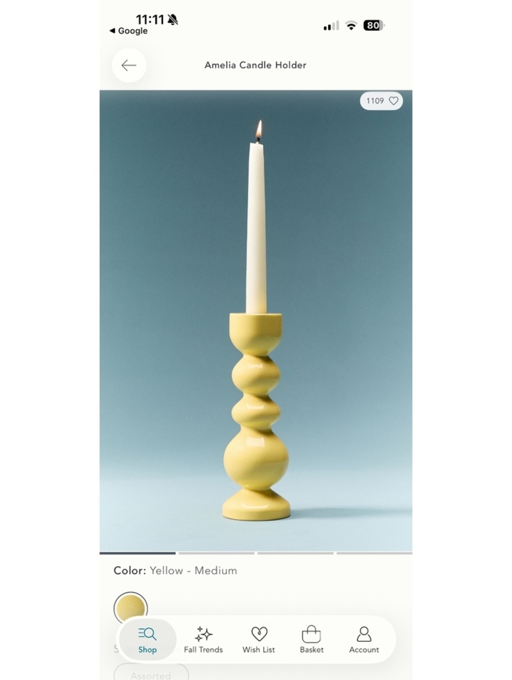Anthropologie Bundle 3 Amelia Candlestick Holders Green Yellow